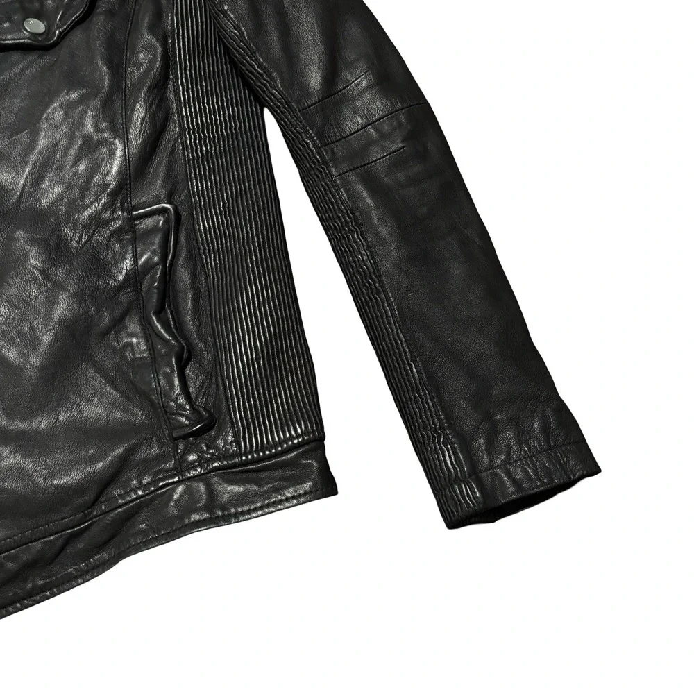 Rogue State Soft Lamb Leather Moto Biker Men Jacket Slim Small 21 x 26 *DAMAGE* - Picture 5 of 11